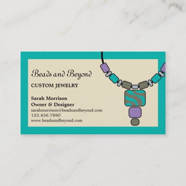 Modern Necklace Jewelry Business Card (Front)