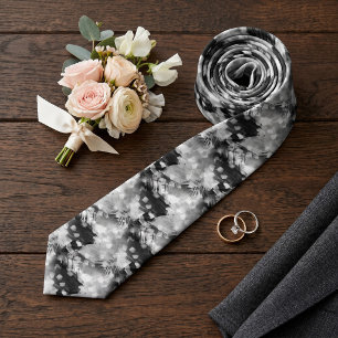 Modern Necktie With Black Gray White Retro Art