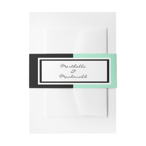 Modern Neo Mint Black WEDDING Invitation Belly Band