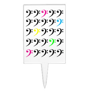 Modern Neon Bass Clef Pattern Cake Topper