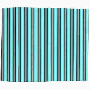 Modern Neon Blue and Black 3D Metal Effect Stripes 3 Ring Binder