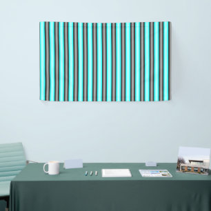 Modern Neon Blue and Black 3D Metal Effect Stripes Banner