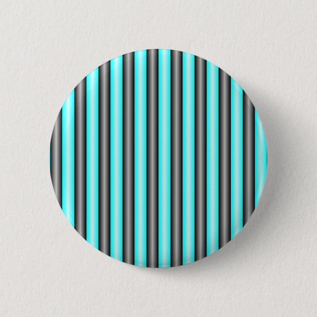 Modern Neon Blue and Black 3D Metal Effect Stripes Button (Front)