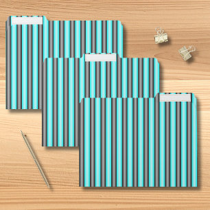 Modern Neon Blue and Black 3D Metal Effect Stripes File Folder