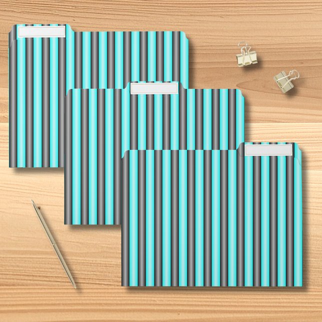 Modern Neon Blue and Black 3D Metal Effect Stripes File Folder (Creator Uploaded)