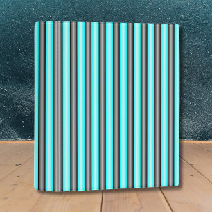 Modern Neon Blue and Black 3D Metal Effect Stripes Mini Binder