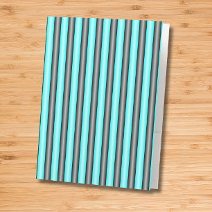 Modern Neon Blue and Black 3D Metal Effect Stripes Pocket Folder
