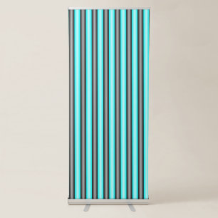 Modern Neon Blue and Black 3D Metal Effect Stripes Retractable Banner