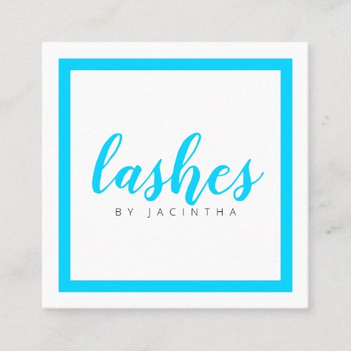 Modern Neon Blue Beauty Lashes Aesthetician Black Square Business Card