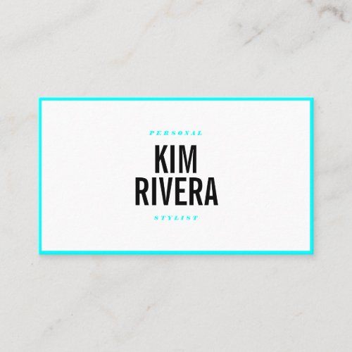 Modern neon blue stylist minimalist professional business card