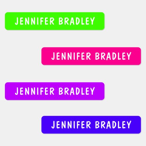 Modern Neon Boy Girl Custom Personalized Name Labels