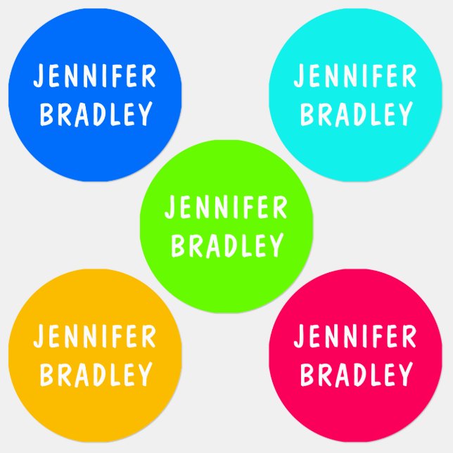 Modern Neon Boy Girl Custom Personalized Name Labels (Group)