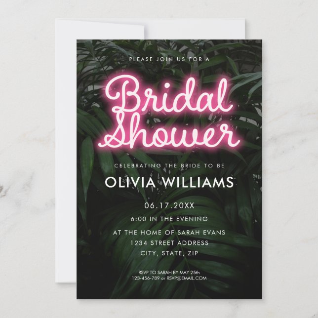 Modern Neon Bridal Shower Invitation (Front)