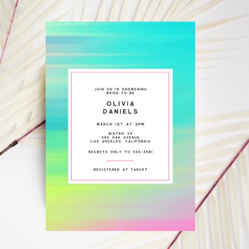 Modern Neon Bright Colors Bridal Shower Invitation