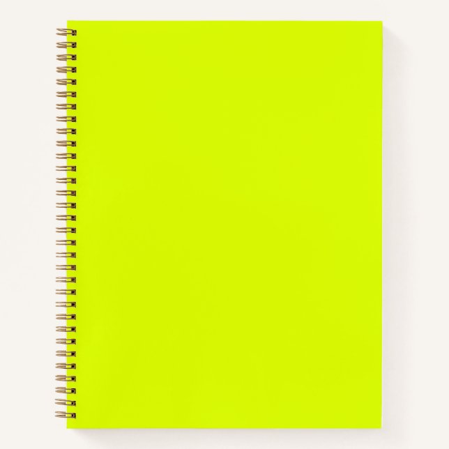 Modern neon chartreuse green bright plain solid notebook (Front)