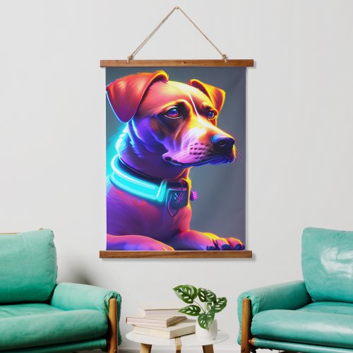 Modern Neon Colored Dog     Hanging Tapestry