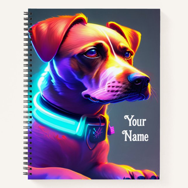 Modern Neon Colored Dog     Notebook (Front)