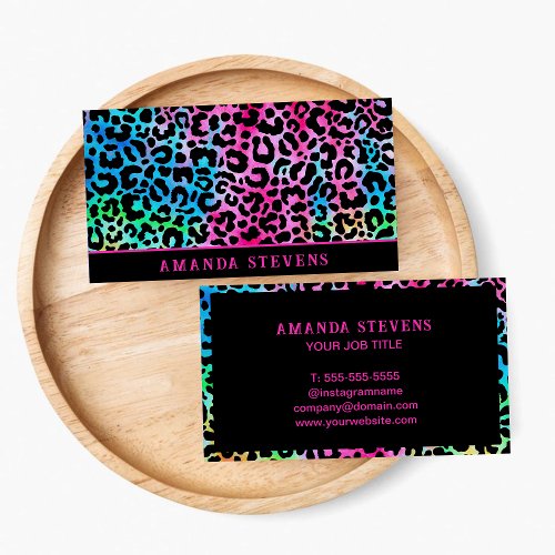 Modern Neon Colors Unicorn Texture Colorful Pink Business Card