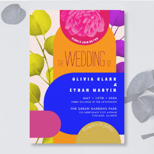 Modern Neon Festival Garden Geometric Wedding Invitation