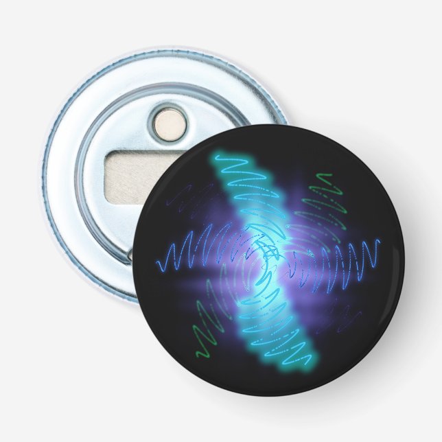 Modern Neon Glowing Sound Waves Bottle Opener (Front)