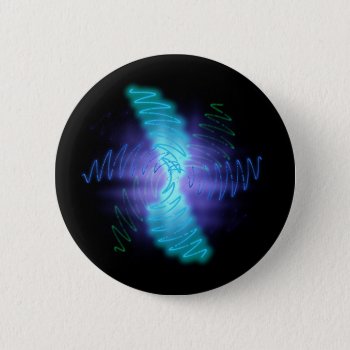 Modern Neon Glowing Sound Waves Button by SorayaShanCollection at Zazzle