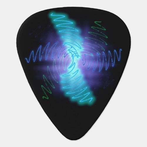 Modern Neon Glowing Sound Waves Guitar Pick