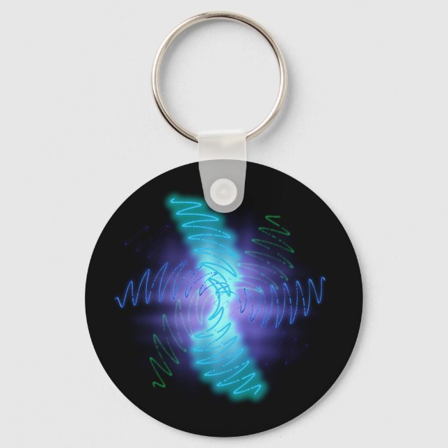 Modern Neon Glowing Sound Waves Keychain (Front)
