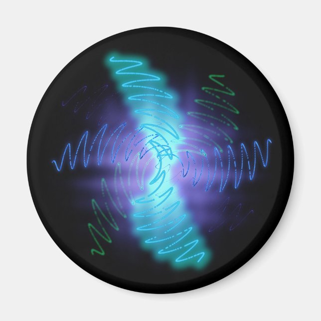 Modern Neon Glowing Sound Waves Magnet (Front)