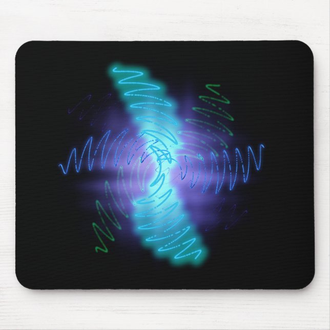 Modern Neon Glowing Sound Waves Mouse Pad (Front)