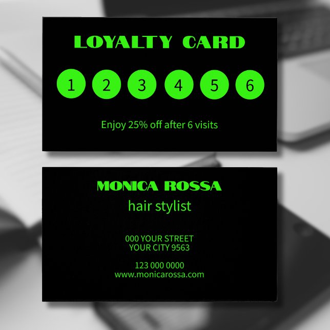 Modern Neon Green Black Loyalty Cards (Creator Uploaded)