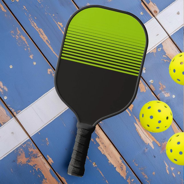 Modern Neon Green Black Sports Fade Pickleball Paddle (Creator Uploaded)
