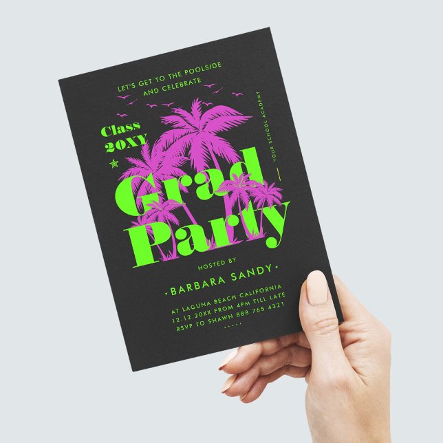 Modern Neon Green Grad Party Graduation Party Invitation (Creator Uploaded)
