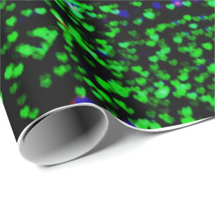 Modern neon green hearts bokeh Christmas lights Wrapping Paper