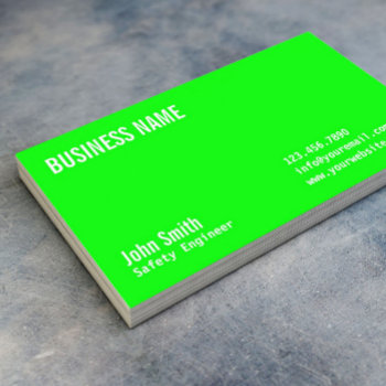 Modern Neon Green Safety Engineer Business Card by cardfactory at Zazzle