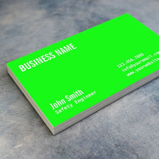 Customizable Neon Green Safety Engineer Business Card