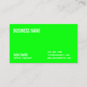 Modern Neon Green Safety Engineer Business Card (Front)