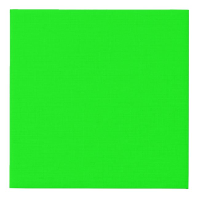 Modern neon green screen bright plain solid cool faux canvas print (Front)