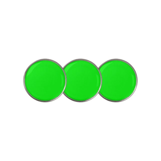 Modern neon green screen bright solid plain cool golf ball marker (3 Up)