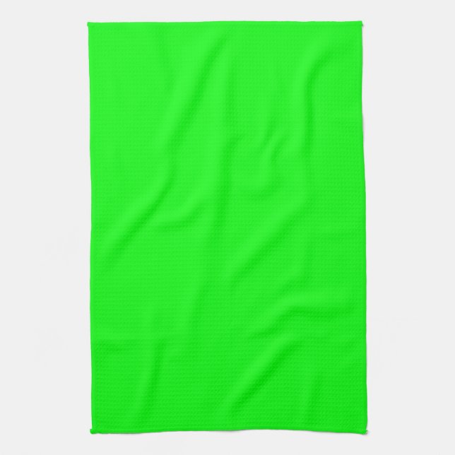 Modern neon green screen bright solid plain cool  kitchen towel (Vertical)