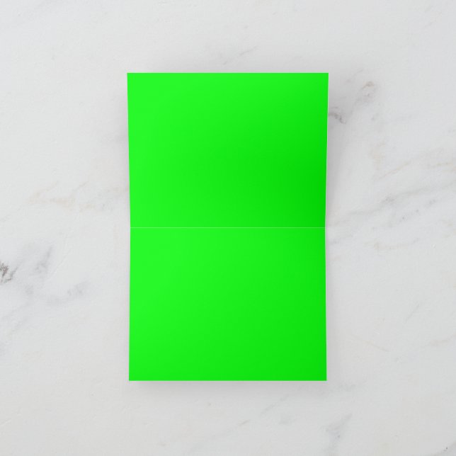 Modern neon green screen bright solid plain cool thank you card (Inside)
