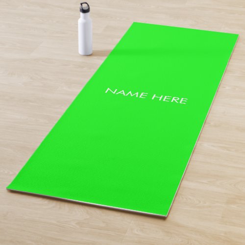 Modern neon green screen custom name monogram yoga mat
