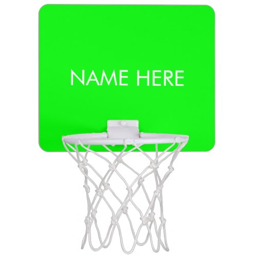 Modern neon green screen custom name text monogram mini basketball hoop