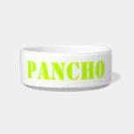 Modern neon green white custom name dog cat bowl<br><div class="desc">Modern neon green white custom name dog cat Bowl 
write your pet's name on it and change the colors!</div>