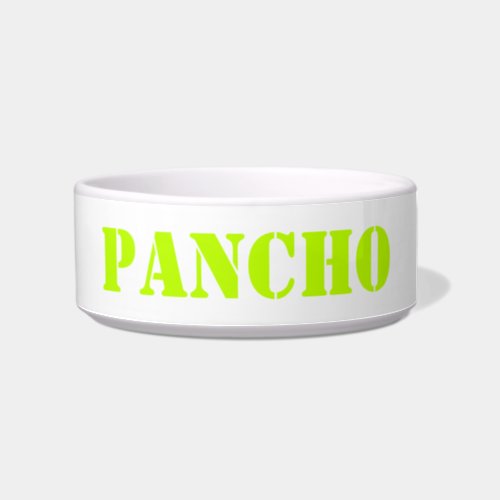 Modern neon green white custom name dog cat bowl