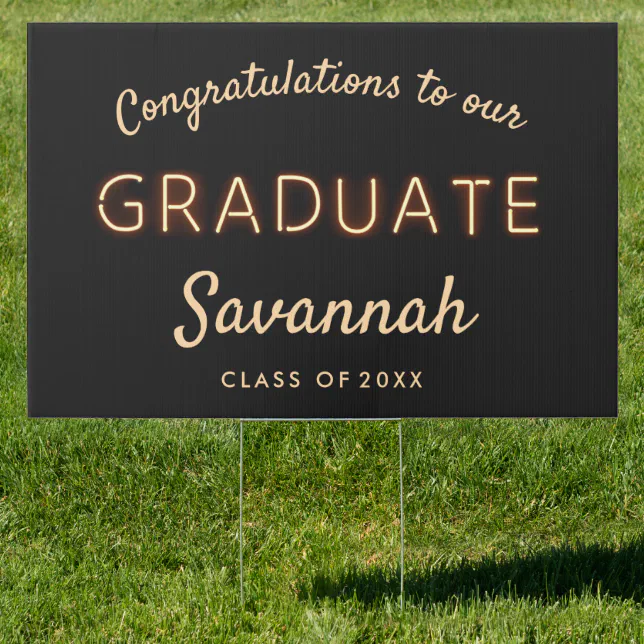 Lights Around Graduation Sign Modern Neon Lights Graduation Sign | Zazzle