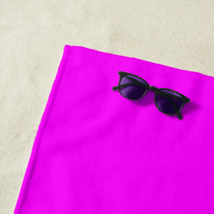 Modern neon magenta pink plain solid color beach towel
