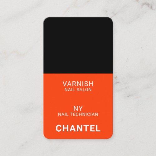 Modern neon orange chic stylish trendy nail polish business card