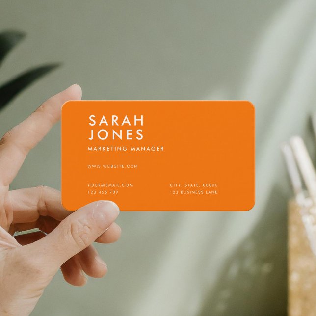 Modern Neon Orange Color Business Card (Creator Uploaded)