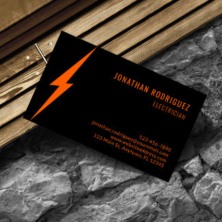 Modern Neon Orange Lighting Custom Electrician Business Card
