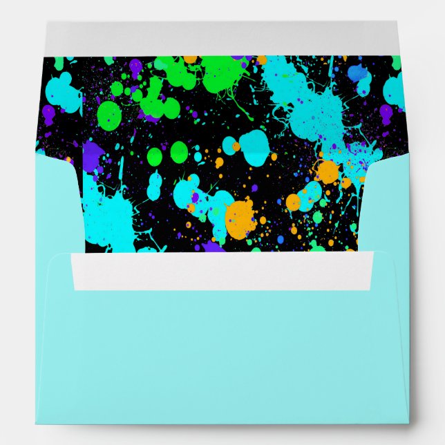 Modern Neon Paint Splatter, Envelope (Back (Bottom))